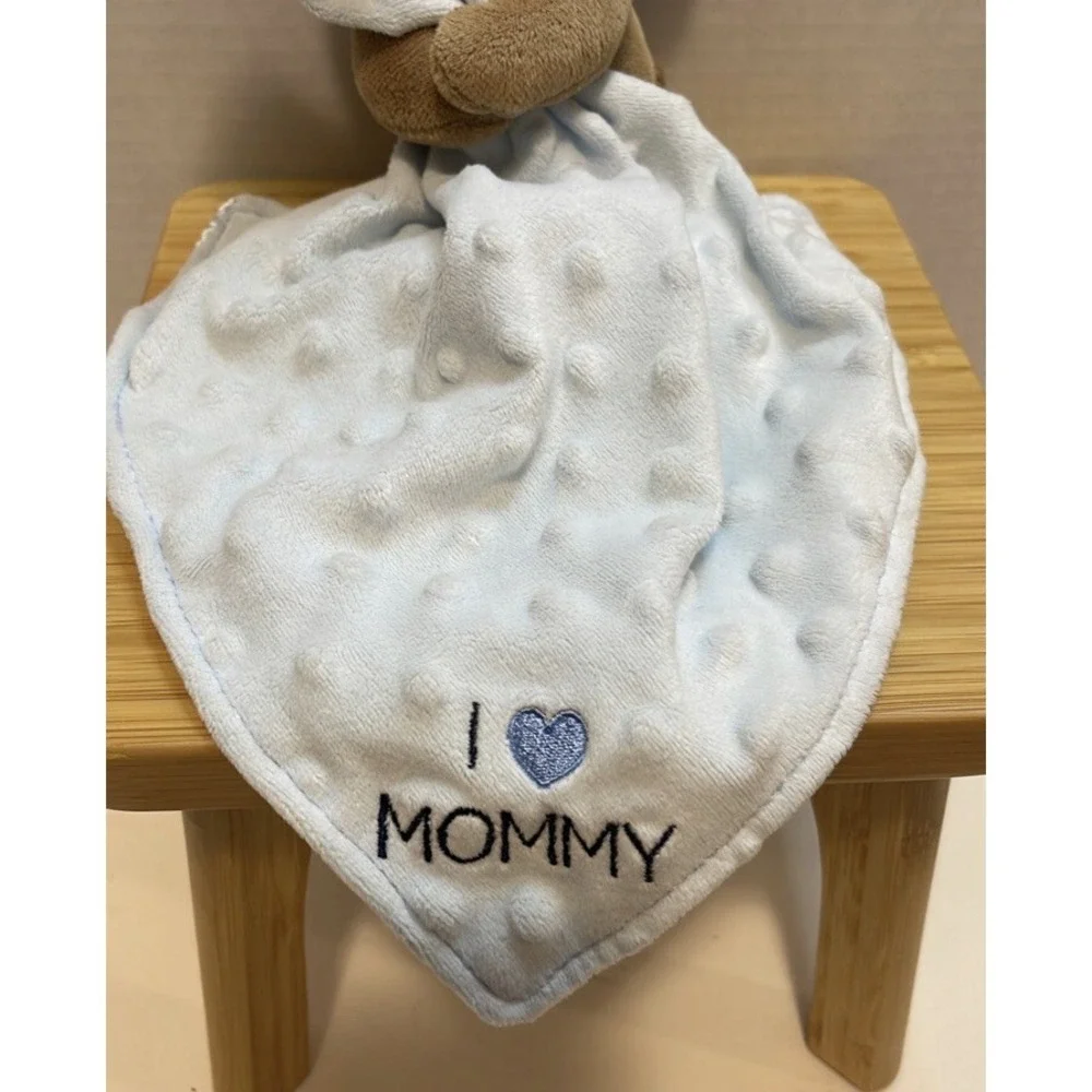 Carter's Monkey Plush Blue I love‎ Mommy Minky Baby Blanket Lovey Rattle